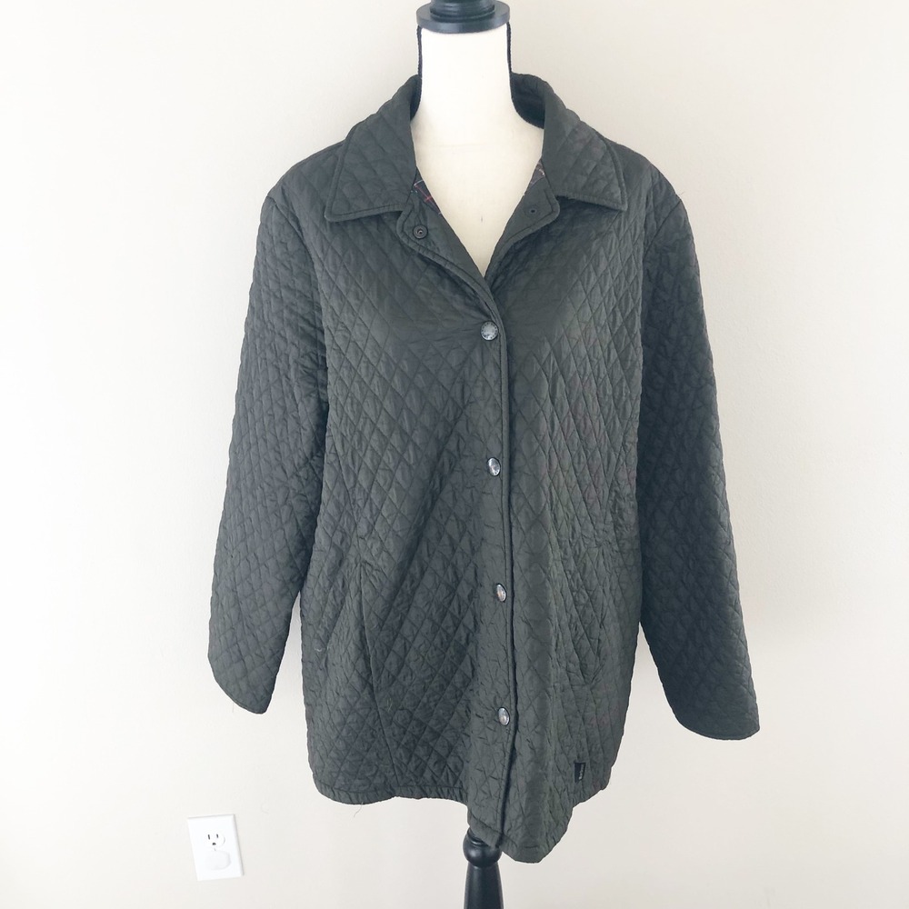 Barbour Jacket Womens 14 L210 Tailored Flyweight Quilted Jacket Olive Green Coat